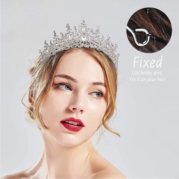 - Silver Wedding Crystal Tiaras and Crowns for Women Royal Queen Headband NEW - Picture 5 of 7